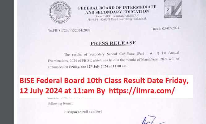 BISE Federal Board 10th Class Result Date 2024